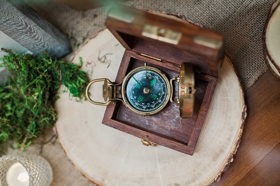 hiking compass wedding reception decor by the Jepsons