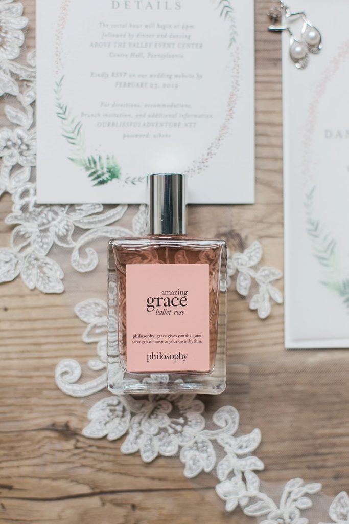 philosophy amazing grace perfume with bridal details by the Jepsons
