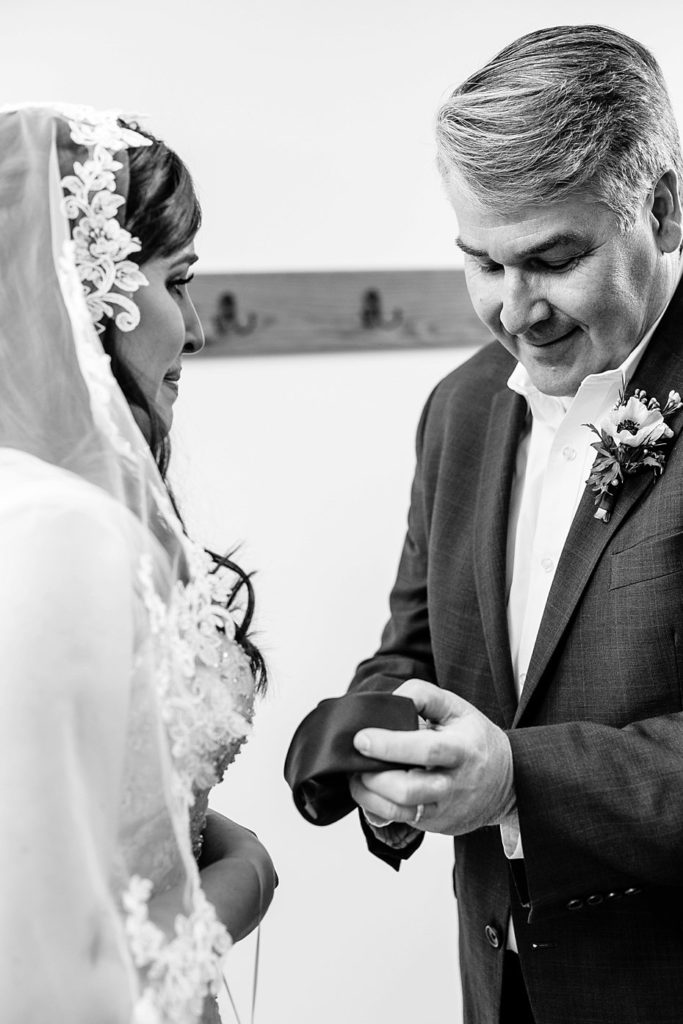 bride crying with dad before ceremony at Pennsylvania wedding by the Jepsons