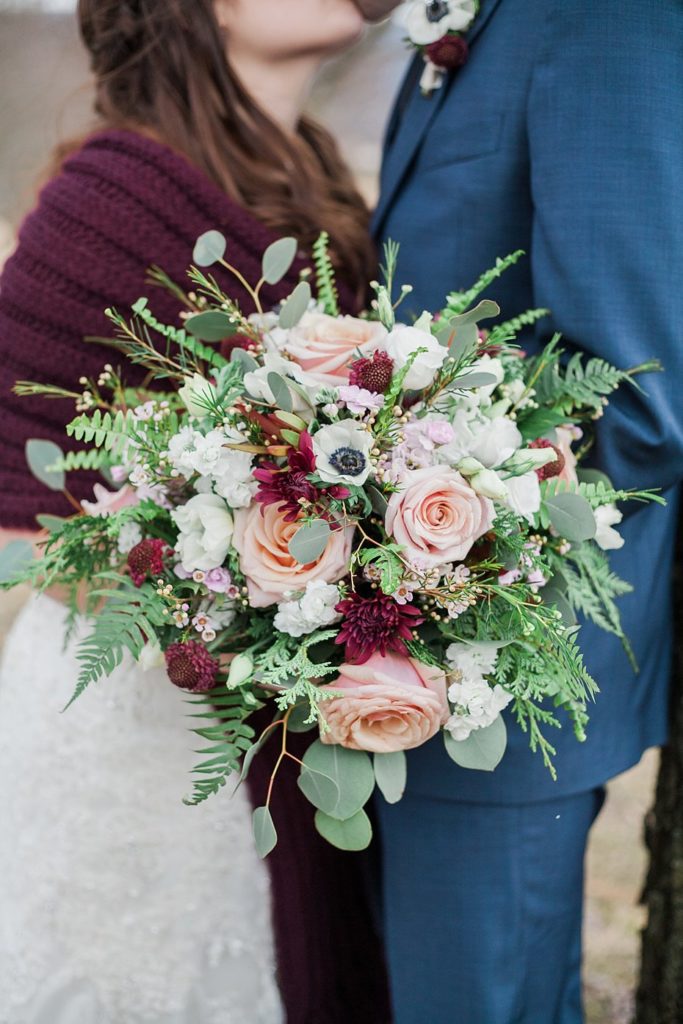 burgundy white pink and green bouquet by Pocketful of Posies photo by the Jepsons