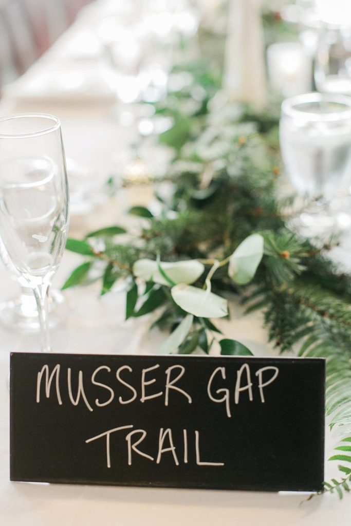 musser gap trail PA signage for wedding reception decor by the Jepsons