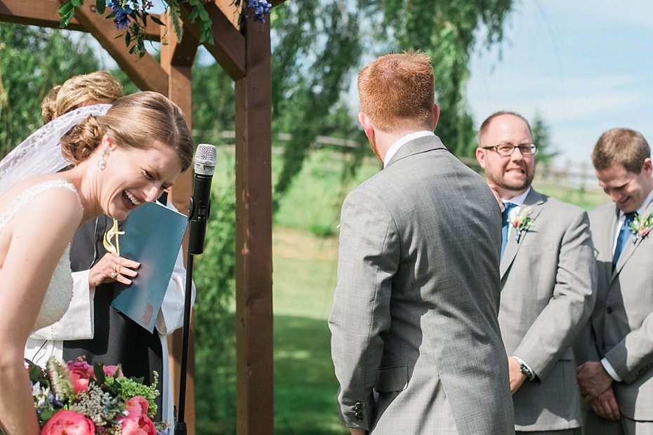 Groom points at brother during an oops moment at Gillbrook Farms wedding in Central PA