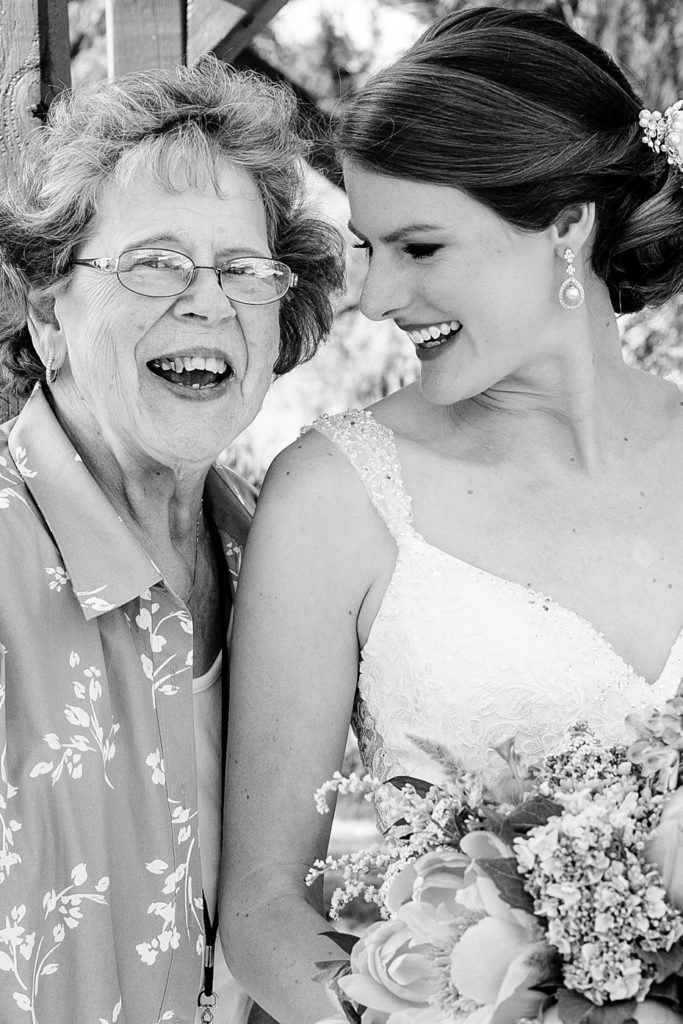 Bride laughs with grandmother at Gillbrook Farms wedding in Central PA