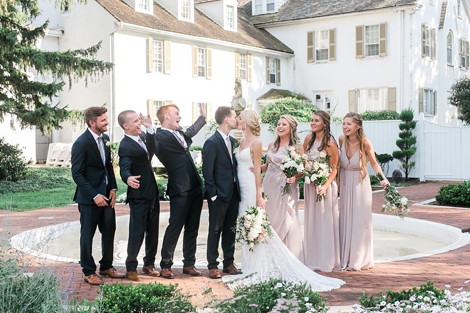Bridal party celebrates at White Chimneys wedding in Gap PA by the Jepsons